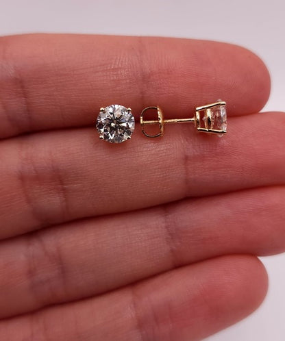 14Kt Gold 3 Ct Lab Grown Diamond Stud Earrings