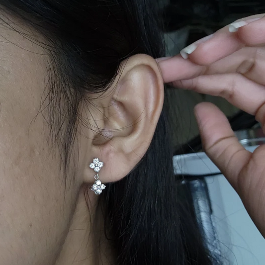 14Kt Gold 0.70 Ct Lab Grown Diamond 4 Stone Dangle Stud Earrings