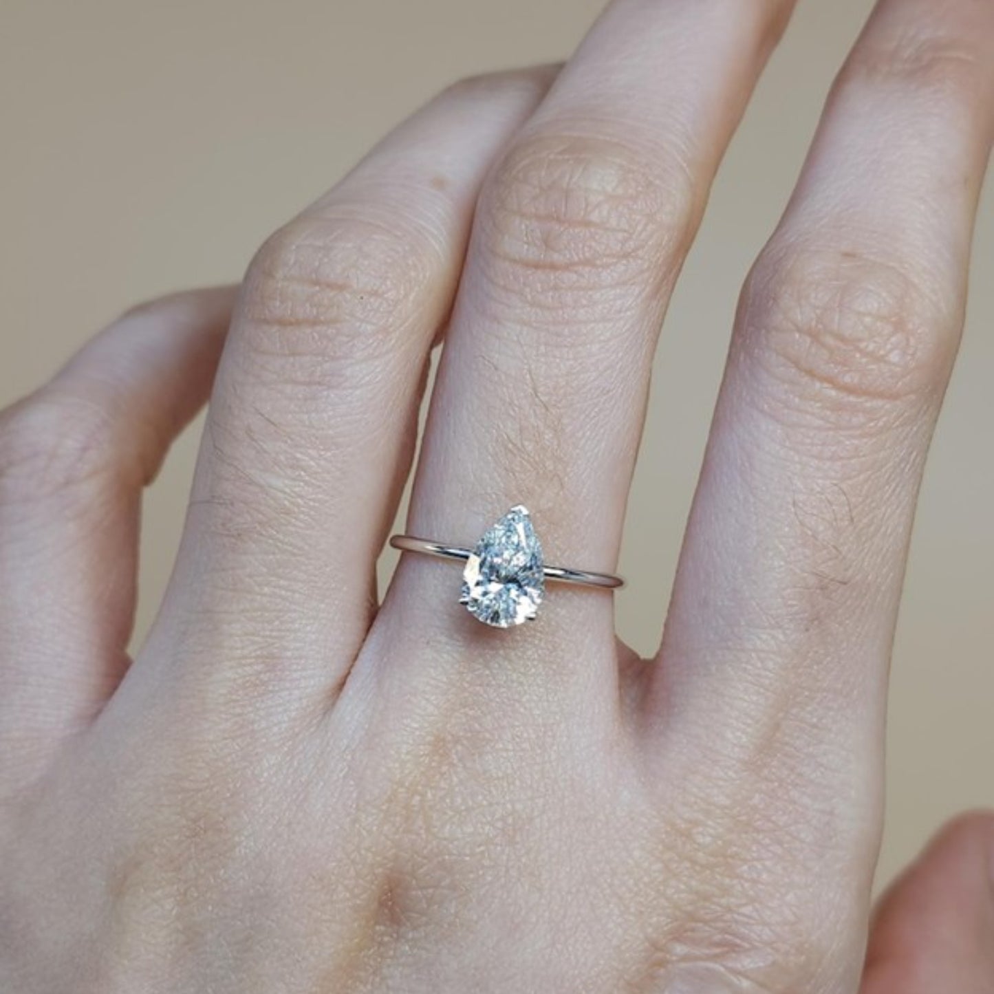 14Kt Gold 1 Ct Lab Grown Teardrop Diamond Ring