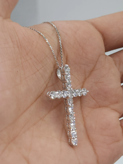 14Kt Gold 2 Ct Lab Grown Diamond Cross Pendant Necklace