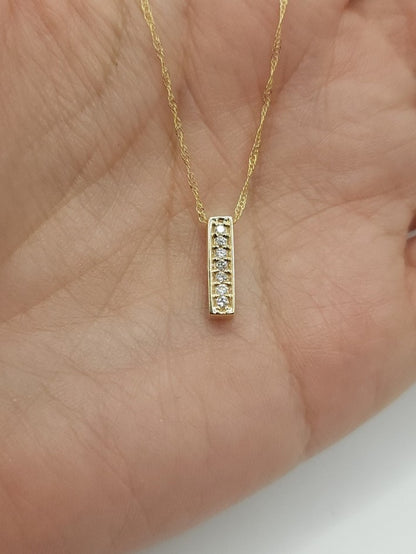 14Kt Gold Lab Grown Diamond Bar Necklace Pendant