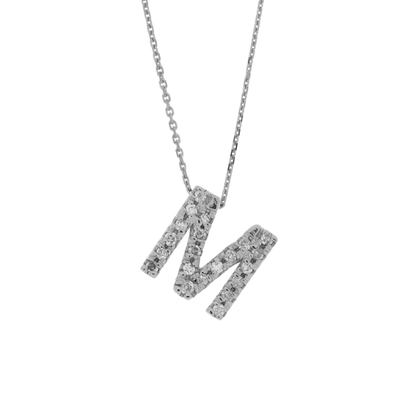 14Kt Gold Initial Letter Diamond Pendant Necklace
