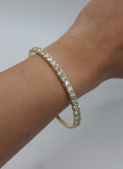 14Kt Gold 5Ct Lab grown Diamond Half Bangle Bracelet