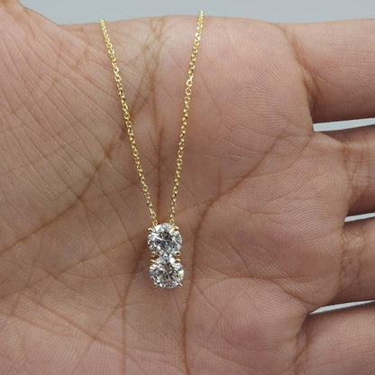 14Kt Gold 0.80 Ct 2 Stone Lab Grown Diamond Pendant