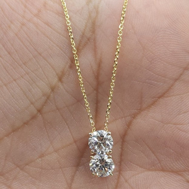 14Kt Gold 0.80 Ct 2 Stone Lab Grown Diamond Pendant