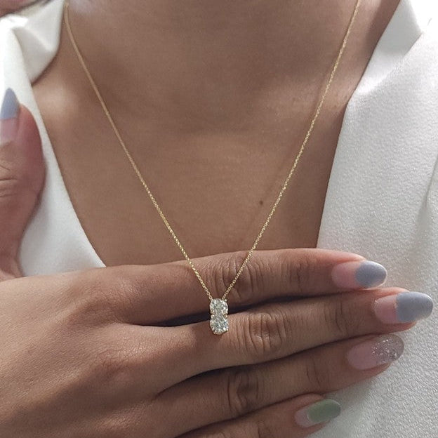 14Kt Gold 0.80 Ct 2 Stone Lab Grown Diamond Pendant