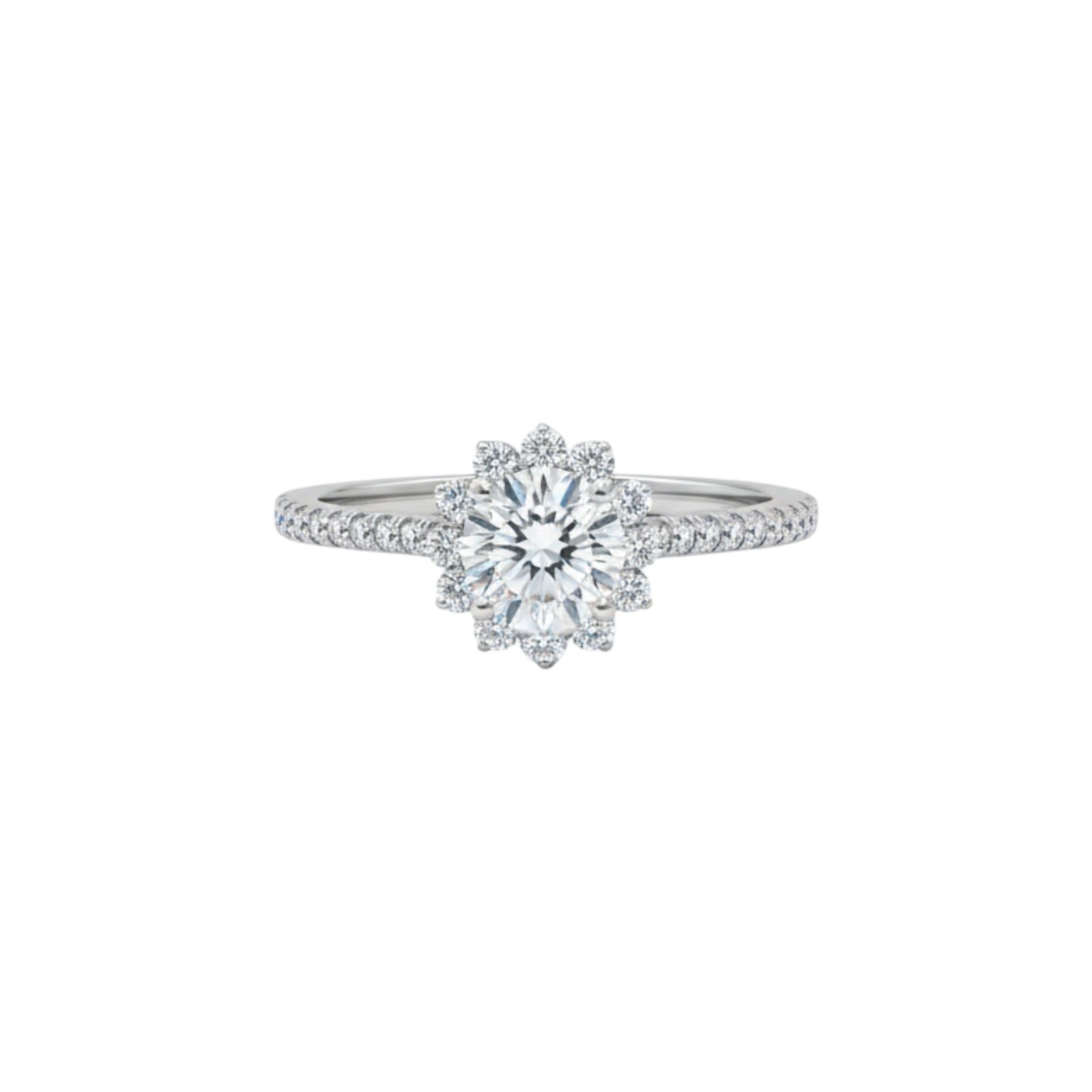 14Kt Gold 1.43 Ct Lab Grown Diamond Halo Engagement Ring