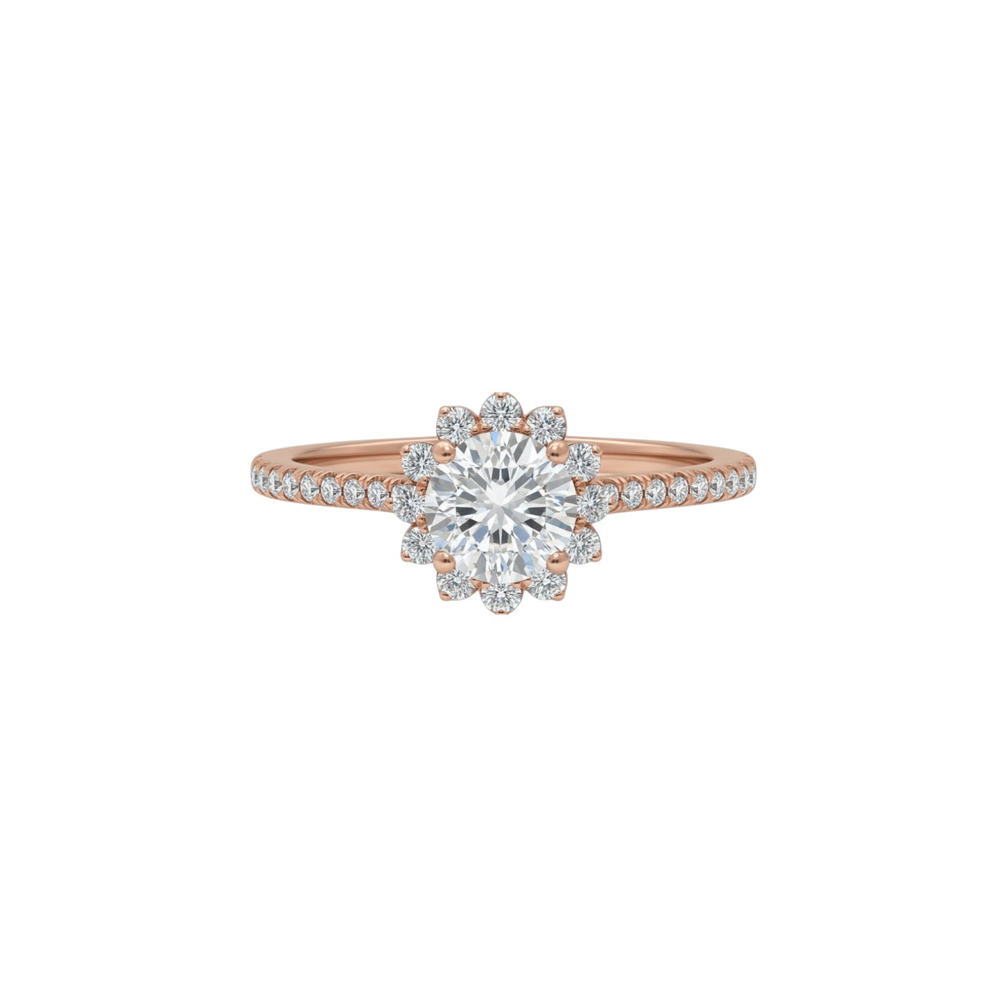 14Kt Gold 1.43 Ct Lab Grown Diamond Halo Engagement Ring