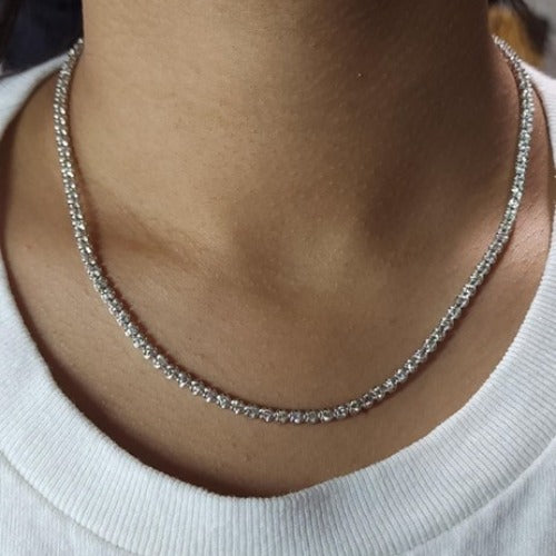 14Kt Gold 4 Ct Lab Grown Diamond Buttercup Tennis 16 inch Necklace