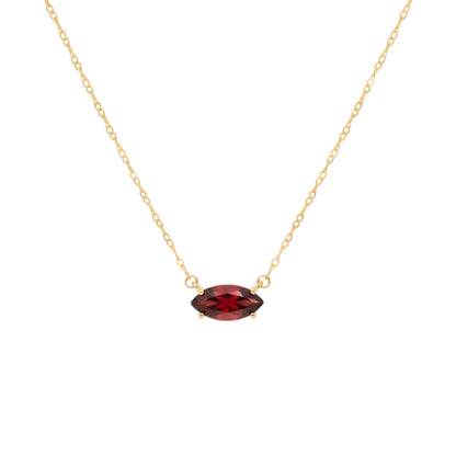 14Kt Gold Garnet Marquise Pendant Necklace