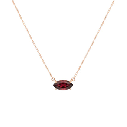 14Kt Gold Garnet Marquise Pendant Necklace