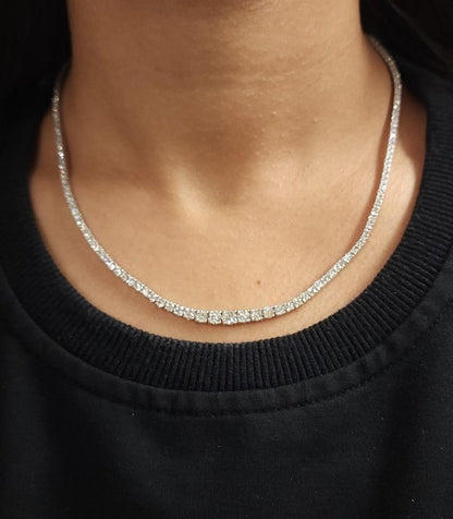 14Kt Gold 7.14 Ct Lab Grown Diamond Graduated Tennis Necklace