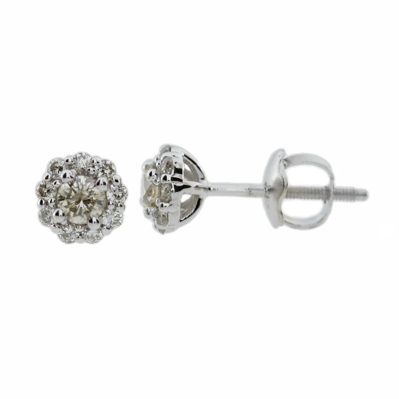 14Kt Gold 0.34 Ct Lab Grown Diamond Halo Earrings