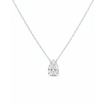 14Kt Gold 3 Ct IGI Certified Pear Shape Lab Grown Diamond Solitaire Pendant