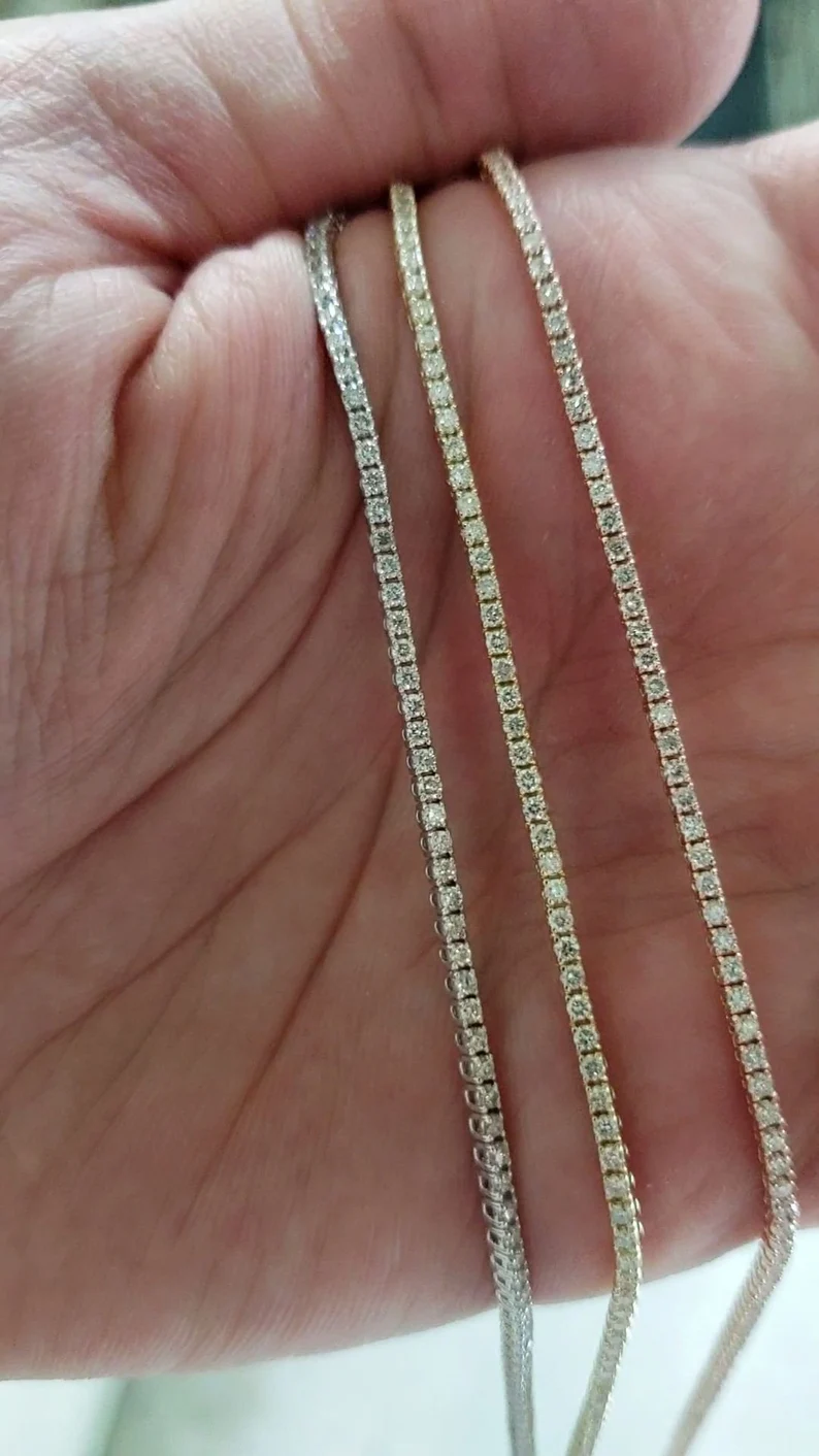 14Kt Gold 3.5 Ct 17-inch Lab Grown Diamond Tennis Necklace
