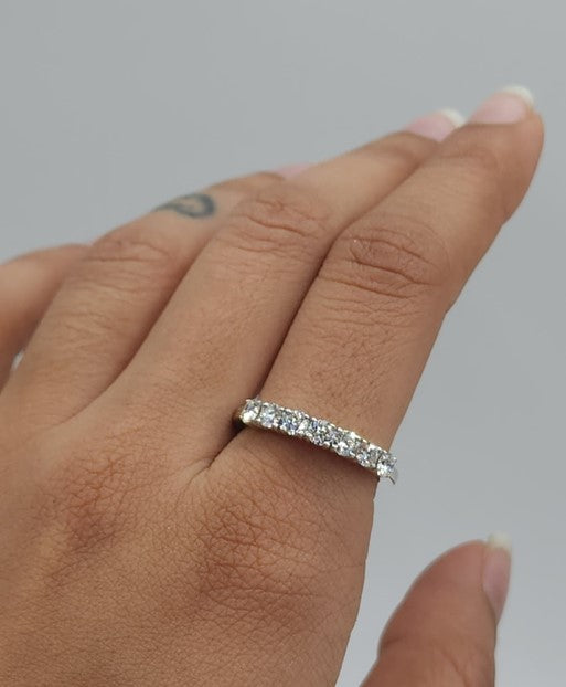 14K Gold 1.05 Ct 7 Stone Half Eternity Lab Grown Diamond Ring