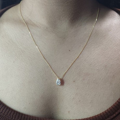 14Kt Gold 0.72 Lab Grown Pear Shape Diamond Pendant Necklace