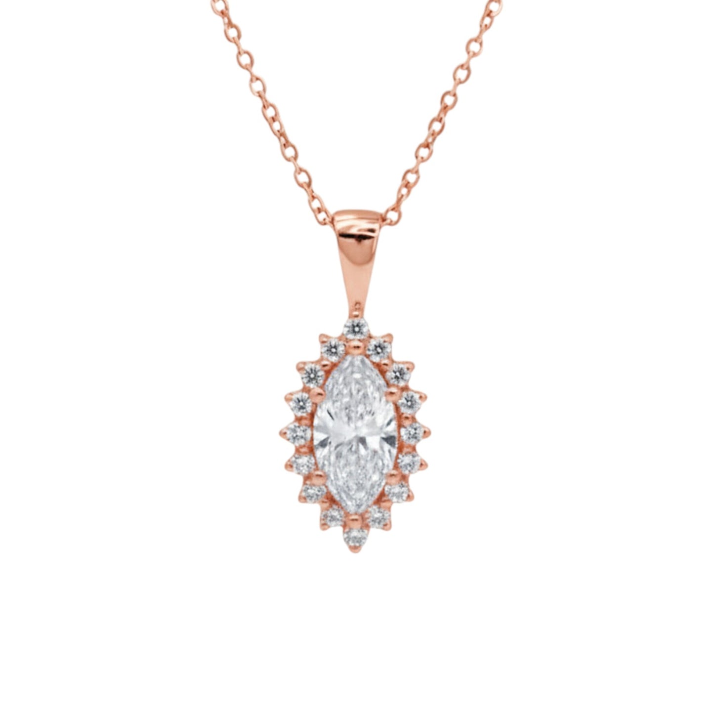 14K Gold 1.04 Ct Lab Grown Diamond Marquise Solitaire Pendant Necklace