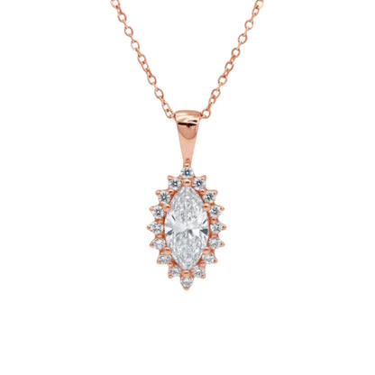14K Gold 1.04 Ct Lab Grown Diamond Marquise Solitaire Pendant Necklace