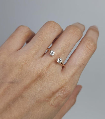 14Kt Gold 0.60 Ct 2 Stones Lab Grown Diamond Ring