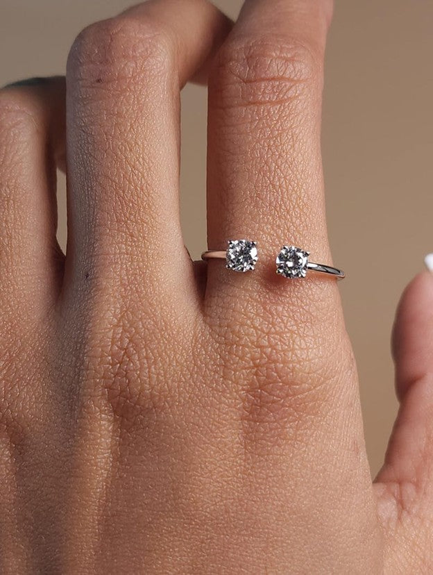 14Kt Gold 0.60 Ct 2 Stones Lab Grown Diamond Ring