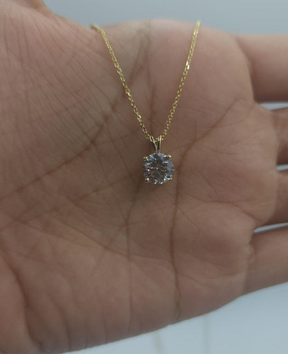 14Kt Gold 1 Ct IGI Certified Lab Grown Diamond Pendant Necklace