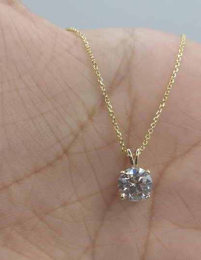 14Kt Gold 1 Ct IGI Certified Lab Grown Diamond Pendant Necklace