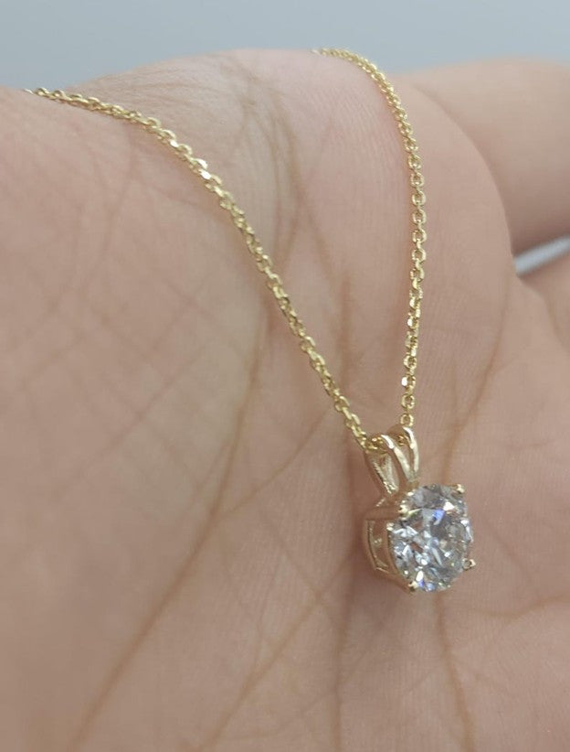 14Kt Gold 1 Ct IGI Certified Lab Grown Diamond Pendant Necklace