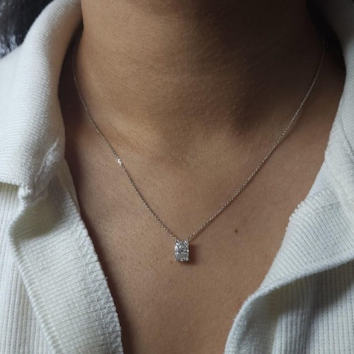 14Kt Gold 2 Ct IGI Certified Radiant Cut Lab Grown Diamond Pendant Necklace
