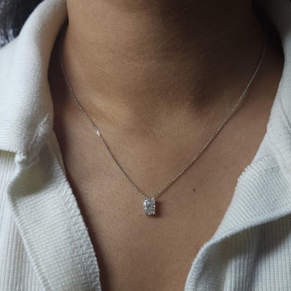 14Kt Gold 2 Ct IGI Certified Radiant Cut Lab Grown Diamond Pendant Necklace