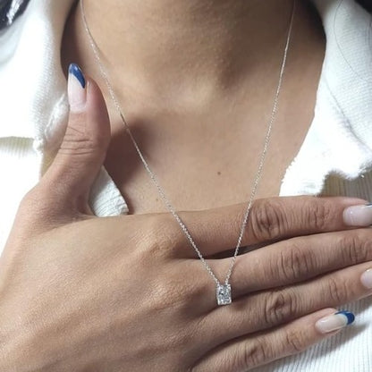 14Kt Gold 2 Ct IGI Certified Radiant Cut Lab Grown Diamond Pendant Necklace