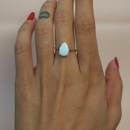 14Kt Gold Opal Teardrop Ring