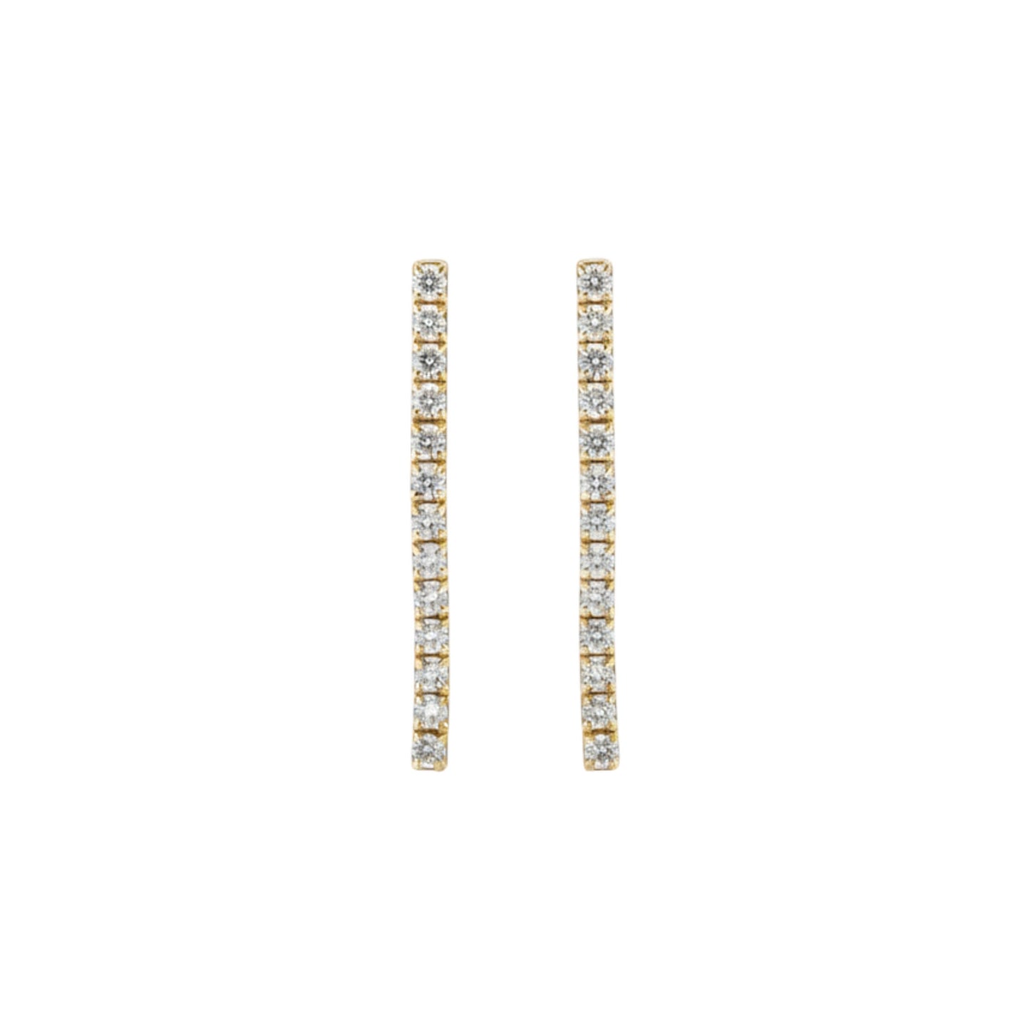 14Kt Gold 0.40 Ct Diamond 1 Inch Long Earrings