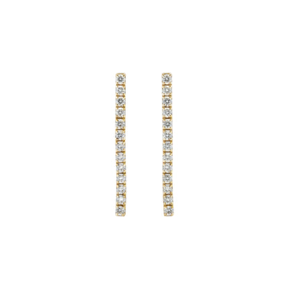 14Kt Gold 0.40 Ct Diamond 1 Inch Long Earrings