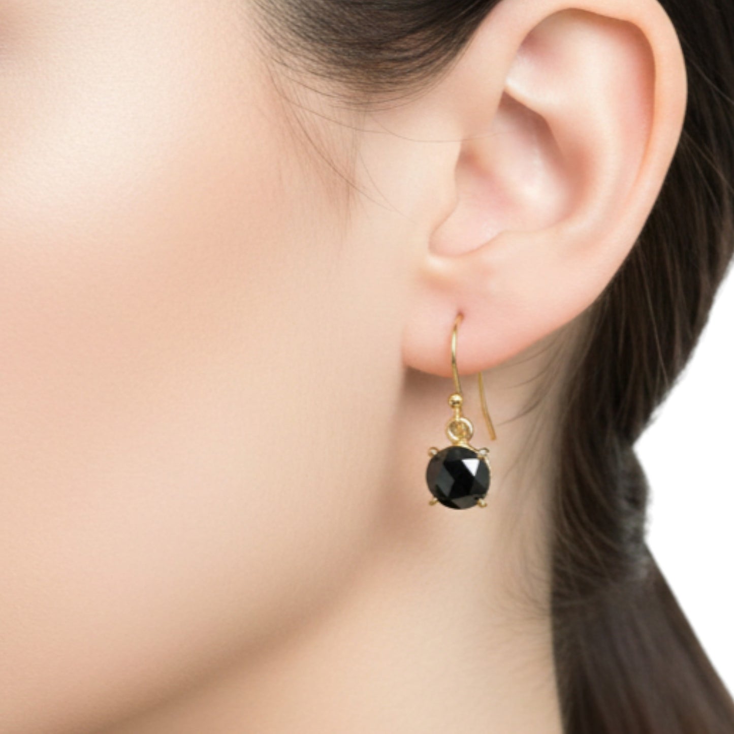 14Kt Gold 0.40 Ct Natural Rose Cut Black Diamond Round Stud Earrings