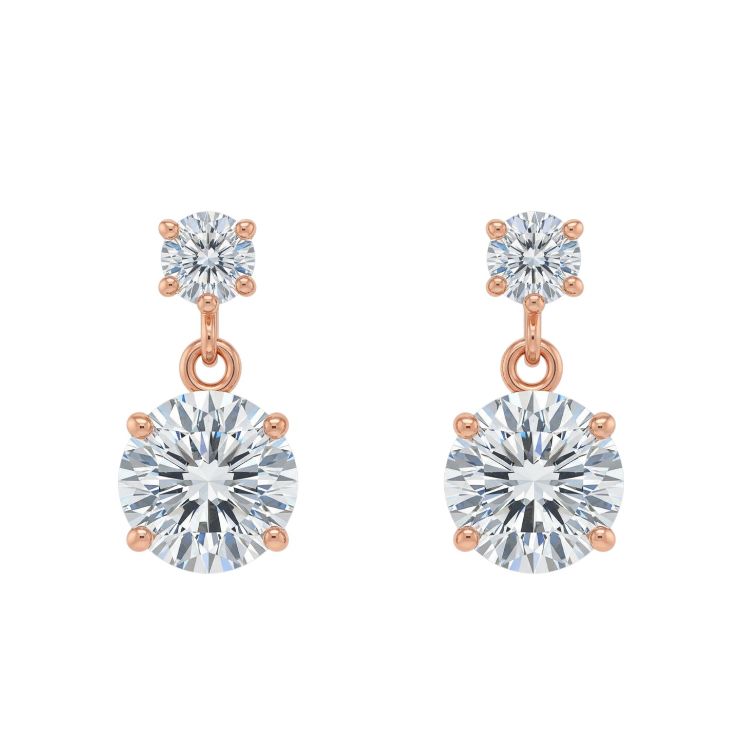 14Kt Gold 0.95 Ct Two Lab Grown Diamonds Earrings