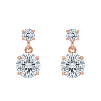 14Kt Gold 0.95 Ct Two Lab Grown Diamonds Earrings