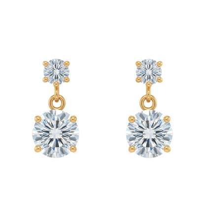 14Kt Gold 0.95 Ct Two Lab Grown Diamonds Earrings