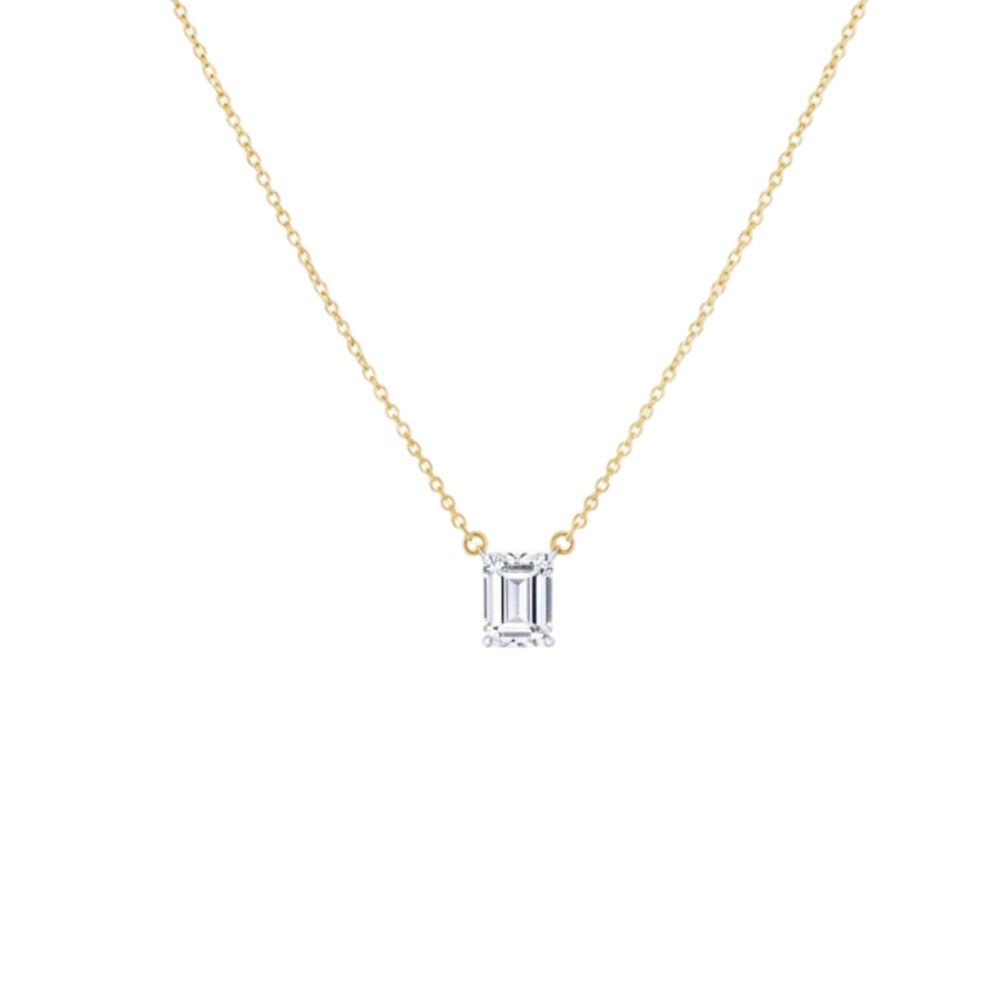 14Kt Gold 1.02 Ct Lab Grown Emerald Diamond Pendant Necklace