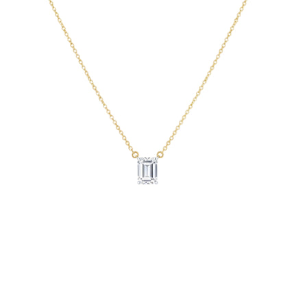 14Kt Gold 1.02 Ct Lab Grown Emerald Diamond Pendant Necklace