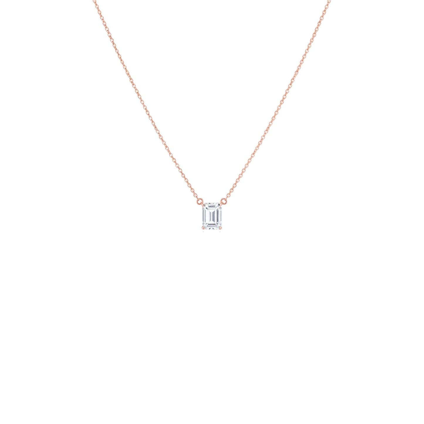 14Kt Gold 1.02 Ct Lab Grown Emerald Diamond Pendant Necklace