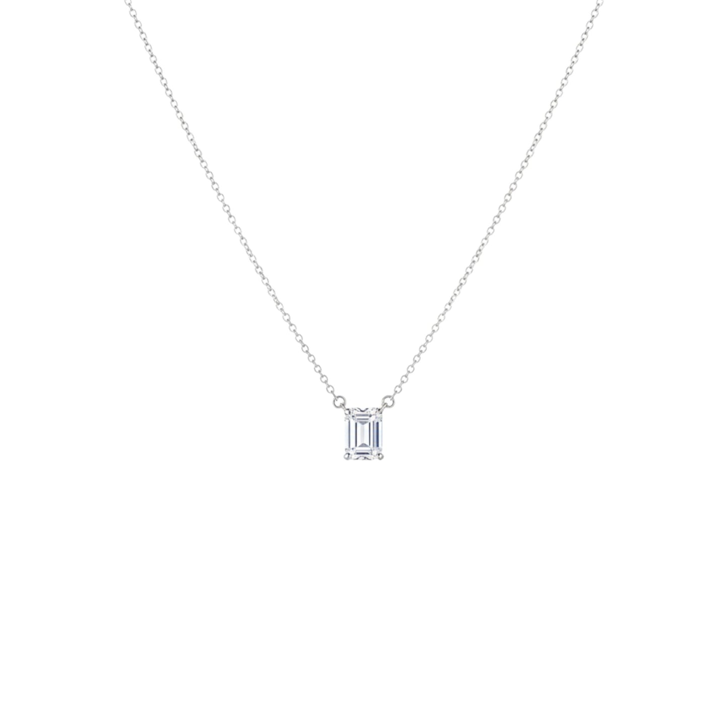 14Kt Gold 1.02 Ct Lab Grown Emerald Diamond Pendant Necklace