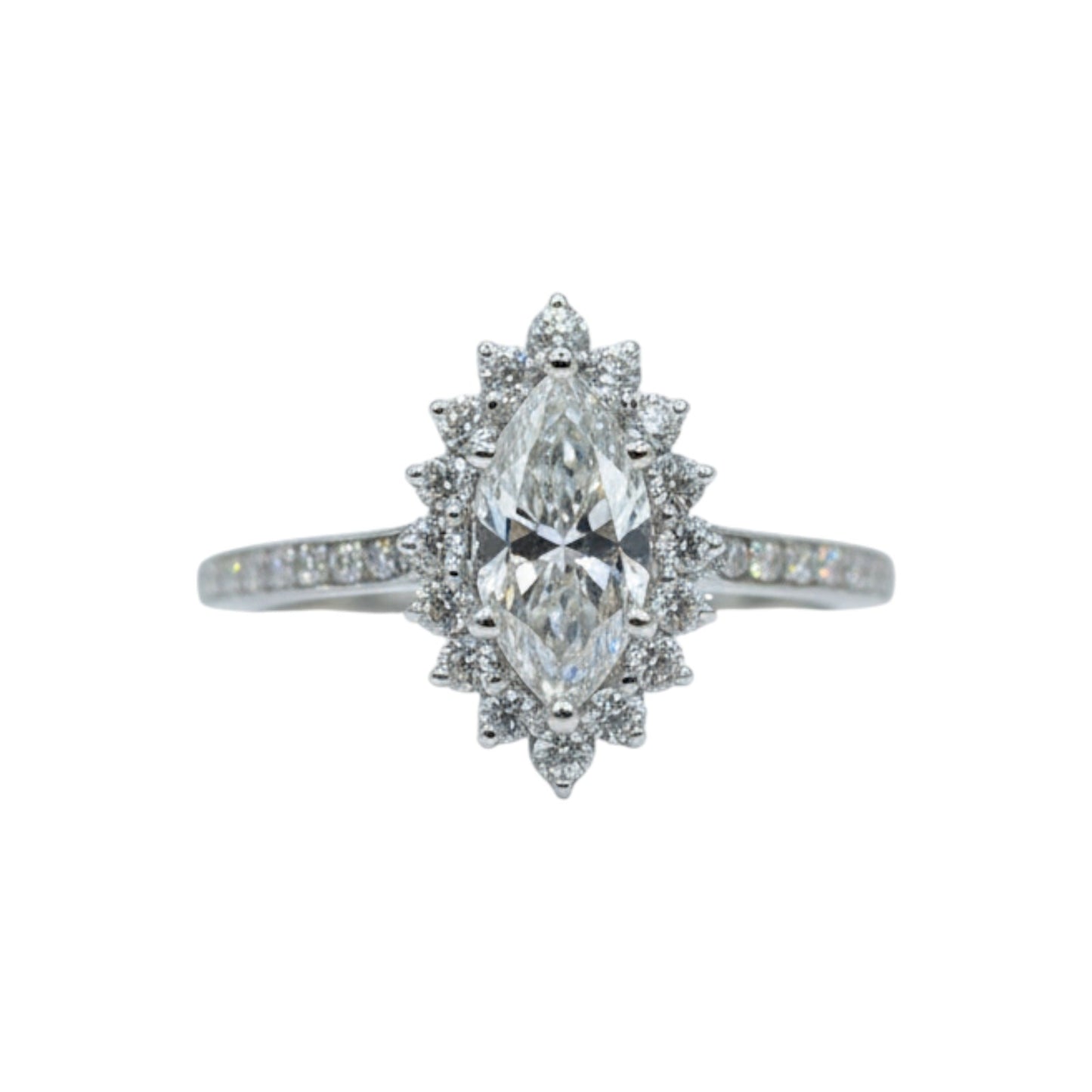 14Kt Gold 1.24 Ct Lab Grown Marquise Diamond Halo Engagement Ring