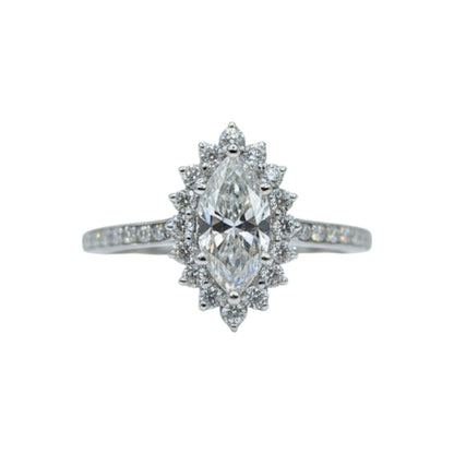 14Kt Gold 1.24 Ct Lab Grown Marquise Diamond Halo Engagement Ring