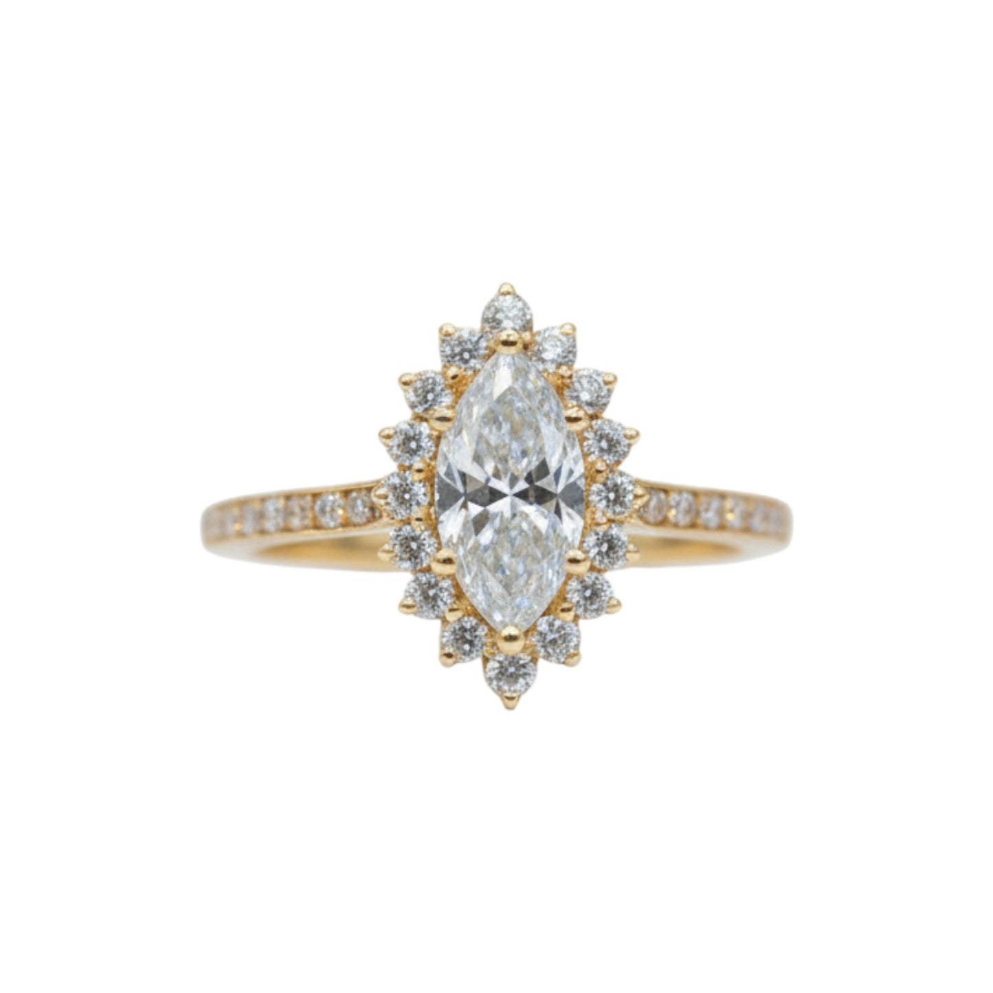 14Kt Gold 1.24 Ct Lab Grown Marquise Diamond Halo Engagement Ring