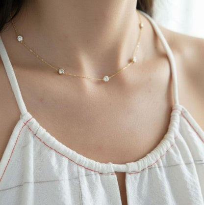 14Kt Gold 1.25 Ct Lab Grown Diamond by the Yard Necklace