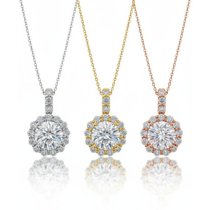 14K Gold 0.25 Ct Lab Grown Diamond Halo Pendant Necklace