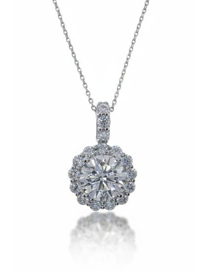 14K Gold 0.25 Ct Lab Grown Diamond Halo Pendant Necklace