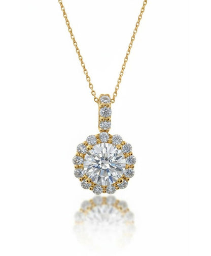 14Kt Gold 0.25 Ct Diamond Halo Pendant Necklace
