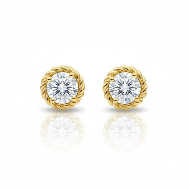 14Kt Gold 0.30 Ct Genuine Natural Diamond Stud Bezel Earrings